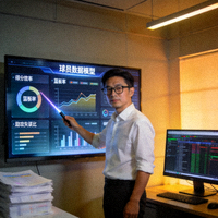 篮球数据分析专家李博士在工作室讲解球员数据模型